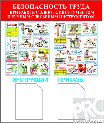 Информационный стенд Безопасность труда  При работе с электроинструментом И ручным слесарным инструментом